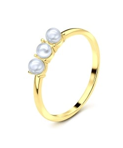 Pearl Gold Plated Silver Rings NSR-2909-GP